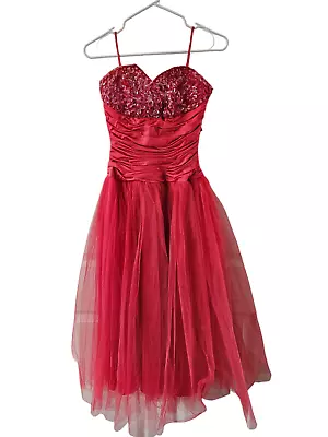 Emma Domb Hot Pink Formal Dress 1950s Netting Evening Ball STUNNING S/M • $135.15