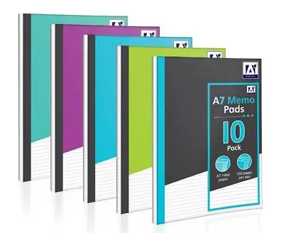 Pocket Note Pad Notebook X 10 Coloured Covers Pads A7 Ruled Pages 50 Sheets  • £4.99