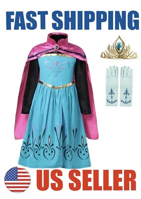 Elsa Frozen Princess Queen Coronation Dress Up Set Girls Costume Fast Shipping • $19.95