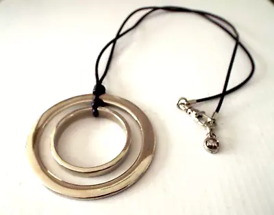 NEW***MICHAEL KORS Stainless Dbl Circle PENDANT NECKLACE 15 Inch!! • $25