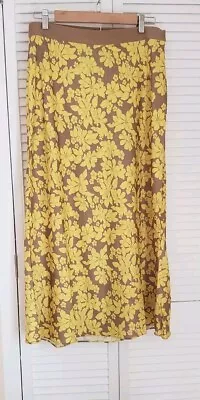 Nwt $148 Outerknown Gray Yellow Flower Silk Skirt Sz Medium  • $45.99