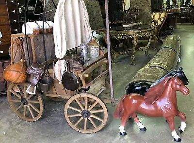 Exceptional Vintage Realistic Miniature Old West Chuck Wagon Handcrafted C1940 • $2495