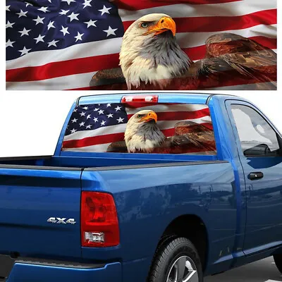 Decal USA American Flag Hawk Sticker Car Pickup Rear Window Windshield Graphic • $16.88