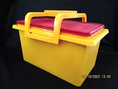 Vintage Tupperware Carry-All Storage Lunch Pail Box Container - YELLOW/RED - VGC • $69.95