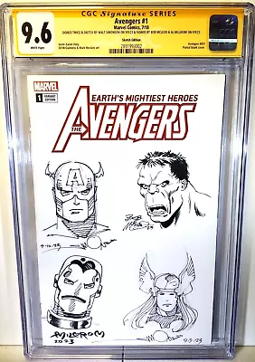 Walt Simonson Al Milgrom Bob Mcleod Signed & Sketched-avengers 1 Cgc Ss 9.6! • £369.93