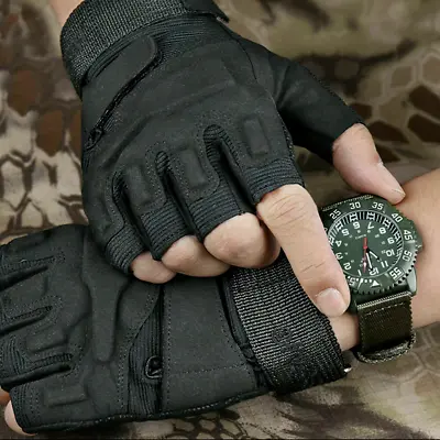 Tactical Military Fingerless Gloves Mens Outdoor Cycling Half Finger Gloves USA • $11.99
