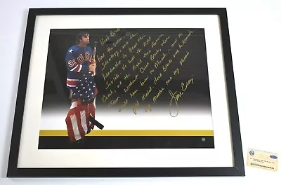 Jim Craig Signed Team USA Miracle On Ice Signed Framed Photo 16x20 Herb Brooks • $476.99