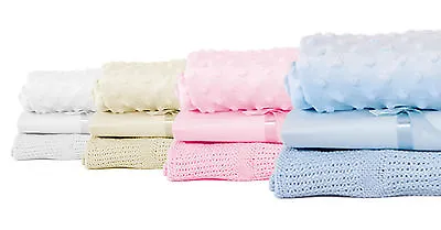 £13.95 • Buy Pram Moses Starter Set 100% Cotton Cellular Blanket Fitted Sheet Popcorn Blanket