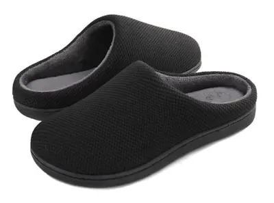 Men's House Shoes Waffle Knit Upper And Rubber Sole Classic Memory Foam Slippers • $16.99