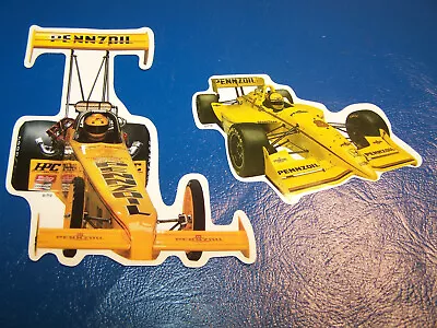 PENNZOIL STICKERS Oil Set Of 2 NHRA Dragster F1 IndyCar Auto Racing  Decals NEW  • $7.99