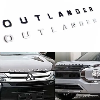 3D Front Hood Emblem For Mitsubishi Outlander Badge Letter Black /Silver 03-21 • $16.99