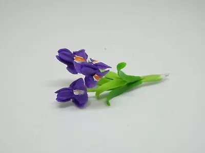 1 Pc Miniature Iris Flower Clay Dollhouse Handmade Decoration 1:12 Scale • $1.96