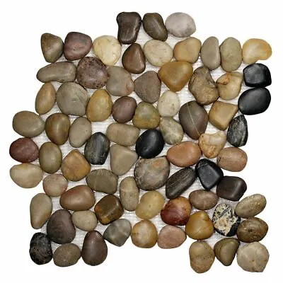 Pebble Stone Round Mixed Tile Rock Shower Wall Pebbles Backsplash Craft Mosaic • $15.28