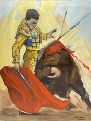 Vintage Original Matador Bullfighting Oil Painting Signed Dolores Jones 28 X22  • $99