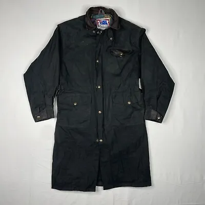 Vintage KOOLAH Small Middy Cracked Wax Jacket Black Chore Coat Canada • $19.99