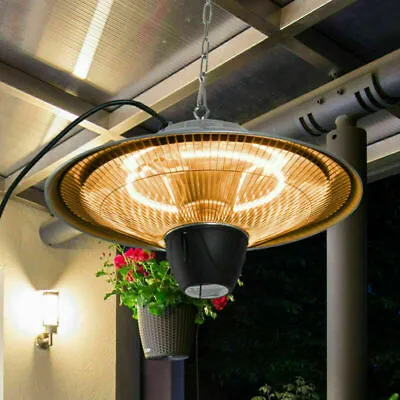 £34.99 • Buy Ceiling Mounted Electric Hanging Patio Heater Heat 2KW Aluminum Garden Light
