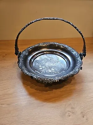 Antique Pairpoint Bride Basket Quadruple Plate Silver Footed Handle Flower • $28.30