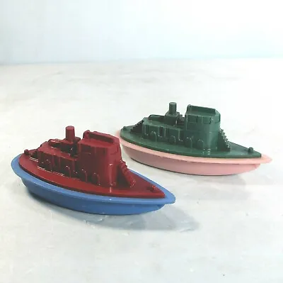 Plastic Bathtub 2 Tug Boats Vintage-1940's 3.5  Tugboats Pink-green Blue 41X • $14.44