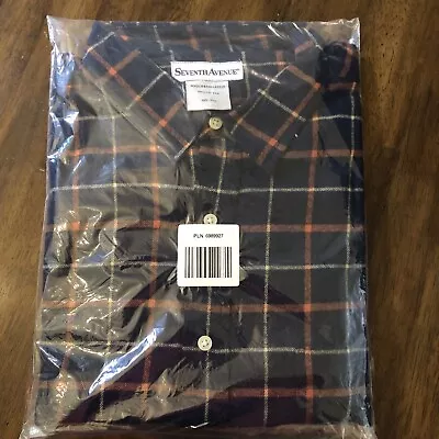 Seventh Avenue Mens Flannel Shirt 2XL Plaid Long Sleeve 100% Cotton Button Up • $12.95