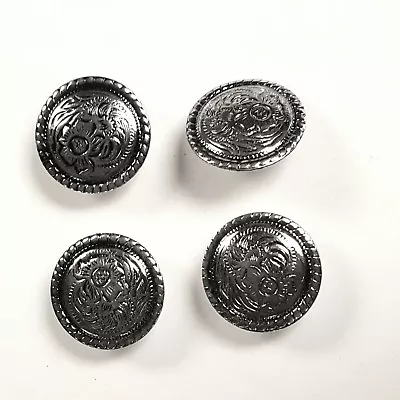 4 Pack Set 1″ Antiqued Silver Western Saddle Bright Concho With 1/4″ Screw Back • $14.99