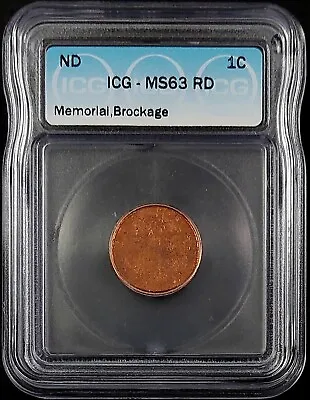 $161.99 • Buy ND Lincoln Memorial Cent, US Mint ERROR, Full Obverse Brockage, MS 63 RD By ICG!