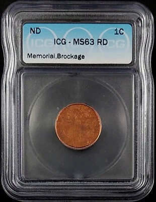 $161.99 • Buy ND Lincoln Memorial Cent, US Mint ERROR, Full Obverse Brockage, MS 63 RD By ICG!