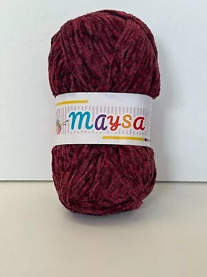 Maysa Double Strand Chenille/Tape Type Knitting Yarn - REDGREENBLACK/WHITE 5PK • £10.98