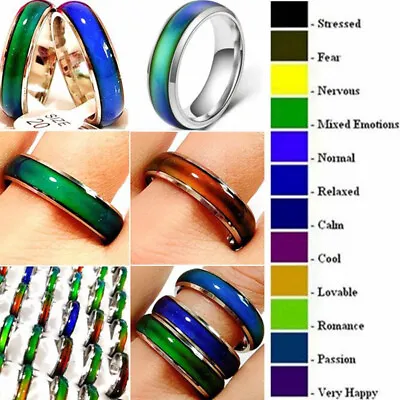Wholesale 20pcs Stainless Steel Mood Ring Men's Women's Color Changing Rings 6mm • $13.99