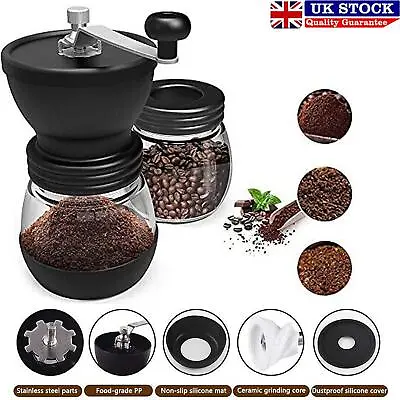 £10.89 • Buy Coffee Bean Hand Grinder Manual Adjustable Coarseness Ceramic Hand Held Mill