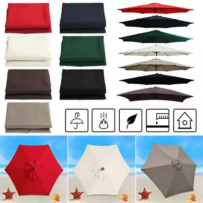 Replacement Fabric 2.5m/2.7m/3m Garden Patio Parasol Canopy Cover 6 Arm Or 8 Arm • £18.23