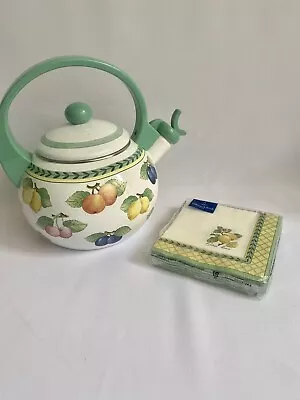 Villeroy & Boch French Garden Fleurence Enameled Metal Whistling Tea Kettle • $46.75