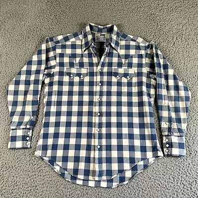 Rockmount Ranch Wear Shirt Men's Large Check Western Pearl Snap Button Down Vtg • $52.99