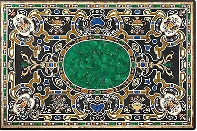 Rectangle Marble Dining Table Top Malachite Stone Inlay Work Bar Table For Hotel • $7161.25