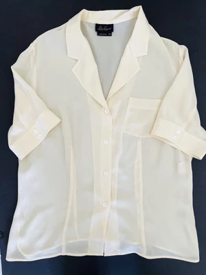 £18.21 • Buy Luisa Spagnoli Pure Silk Short Sleeve Button Up Blouse Ivory Size 50 Eu Large