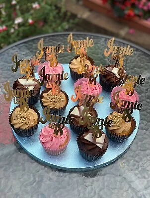 £5.99 • Buy Custom Birthday Cupcake Topper X6 X12 Name Is Age Glitter Card Foil Card