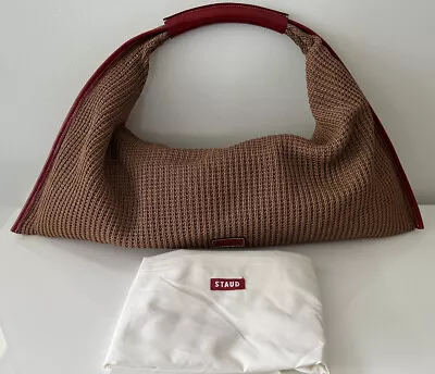 $250 • Buy New STAUD Large Jetson Raffia Tote Handbag, Tan