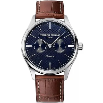 Frederique Constant Classics Blue Dial Brown Strap Quartz Watch FC-259NT5B6 • $750