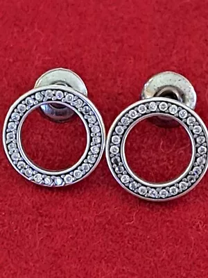 $39 • Buy PANDORA FOREVER HALO Circle Earring Studs 290585CZ