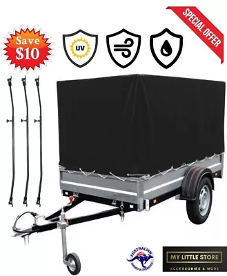 Box Cage Trailer Cover 6x4x3 - Weather Proof (Roof Support Bars Optional Combo) • $132