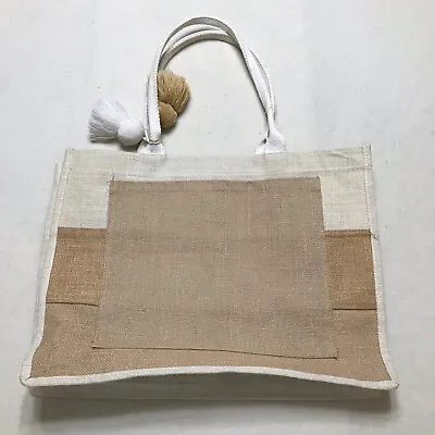 Mud Pie Burlap Tote Bag • $20