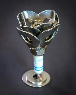 Spark Plug Flower - Scrap Metal Rose Welded Upcycled Artwork - Perfect Gift!!! • $20