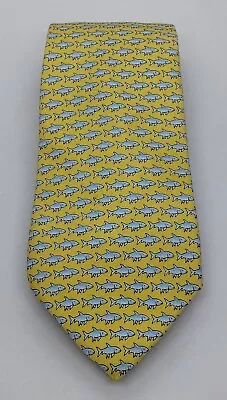VINEYARD VINES Martha's Boys Youth Silk Necktie. Yellow Tie W/ Blue Fish  EUC • $17.56