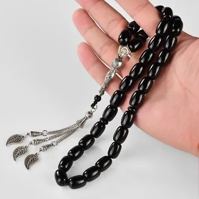 33 Beads Rosary Black Agate Muslim Tasbih Tasbeeh Prayer Beads Misbaha • £19.99