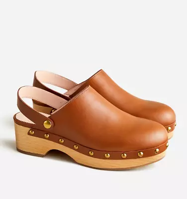 New J.CREW Size 9 Convertible Leather Clogs In Rich Oak • $29.95