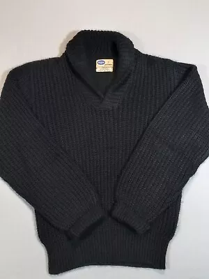 Men Medium Vtg 60s Sears PILGRIM Acrylic Shawl Collar Sweater Black • $79.95