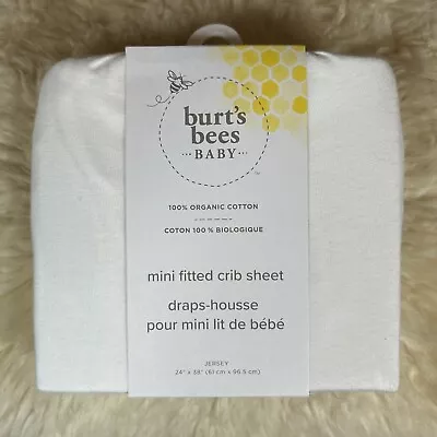 Burts Bees Baby®  24” X 38” 100% Organic Cotton White Mini Fitted Crib Sheet • $18.99