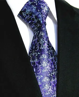 Lavender Purple Wedding Tie Lilac Black Silver Mens Blue Floral Paisley Silk UK • £7.97