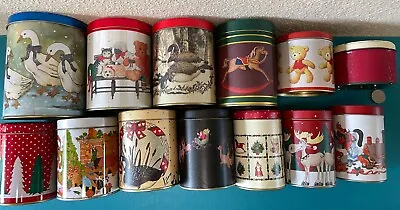 Vintage Christmas Holiday Small Tin Canisters 1990s • $2