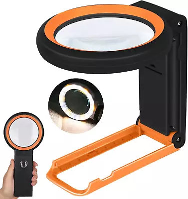 30X 40X Magnifying Glass With Light And Stand Foldable Handheld Magnifying Glas • $21.72