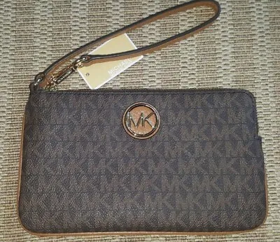 Michael Kors FULTON 35H8GFTV38 Brown/Acorn MD Sign TopZip Phone Wristlet NWT • $53.10